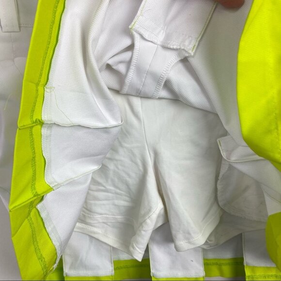 Puma Pleated Tech Golf Skirt White Neon Yellow Skort Trim Pocket Size 0 Tennis - Picture 9 of 14